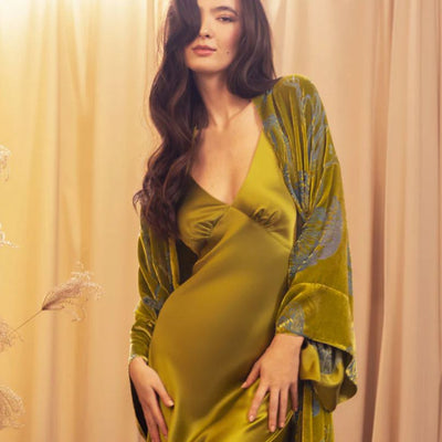 Christine Silken Gown - Moss Faberge Edition CHAR7620-Anna Bella Fine Lingerie-Moss Green-Small-