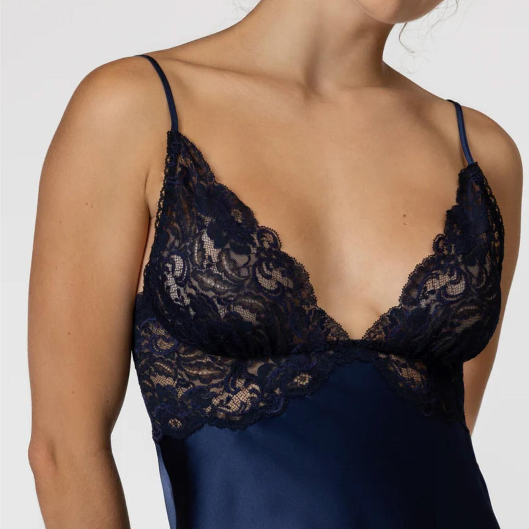 Christine Tea Length Butterfly Gown BIJR7686-Sleepwear-Christine Designs-Midnight Blue-XSmall-Anna Bella Fine Lingerie, Reveal Your Most Gorgeous Self!
