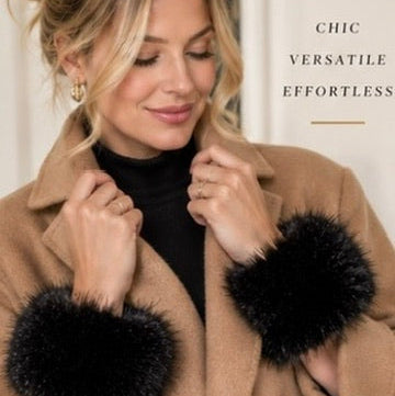 CoCo and Carmen Faux Fur Cuffs 2546325 in Black-Behind the Outfit Solutions-CoCo and Carmen-Anna Bella Fine Lingerie, Reveal Your Most Gorgeous Self!