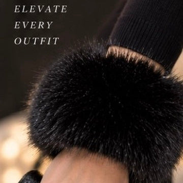 CoCo and Carmen Faux Fur Cuffs 2546325 in Black-Behind the Outfit Solutions-CoCo and Carmen-Anna Bella Fine Lingerie, Reveal Your Most Gorgeous Self!