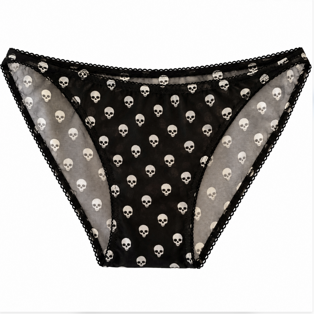 Commando 100% Silk Bikini Brief in Skulls Print-Panties-Commando-Anna Bella Fine Lingerie, Reveal Your Most Gorgeous Self!
