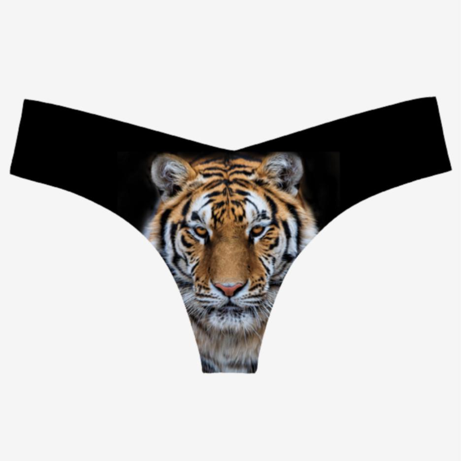 Commando Photo-Op Thongs in Orange Tiger CT18-Anna Bella Fine Lingerie-Black-Small/Medium-