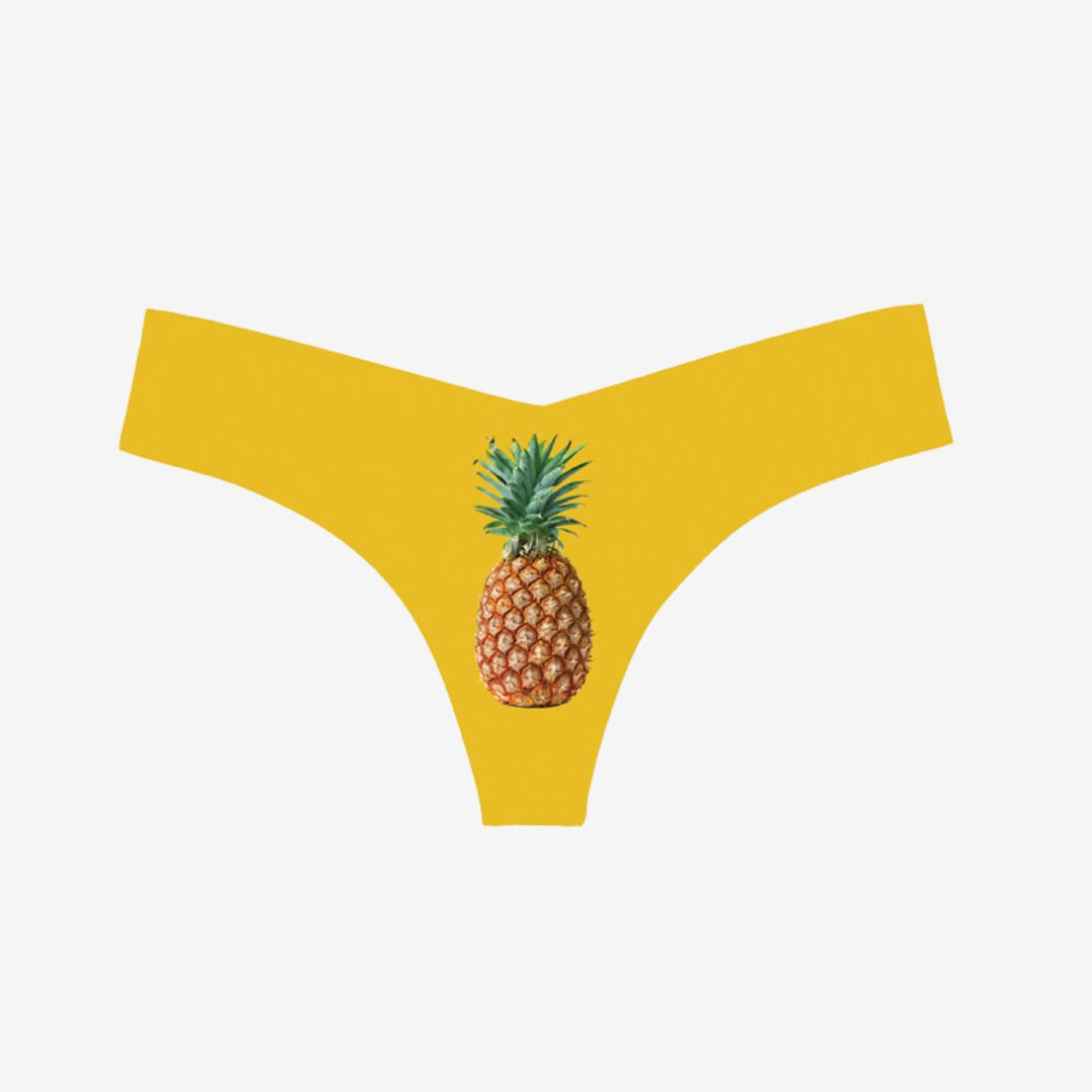 Commando Photo-Op Thongs in Pineapple CT18-Panties-Commando-Yellow-Small/Medium-Anna Bella Fine Lingerie, Reveal Your Most Gorgeous Self!