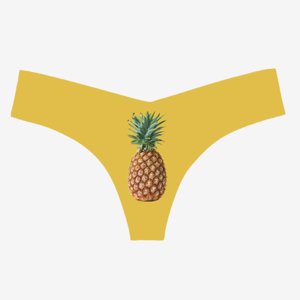 Commando Photo-Op Thongs in Pineapple CT18-Anna Bella Fine Lingerie-Yellow-Small/Medium-