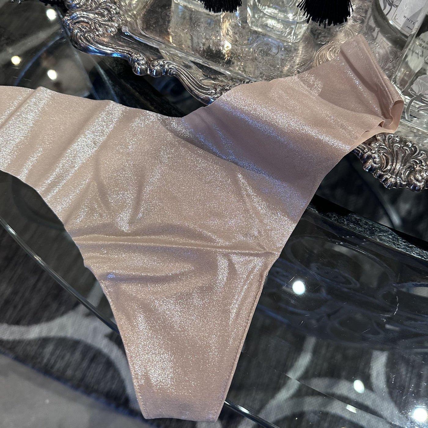 Commando Precious Metal Thong in Champagne Shimmer-Anna Bella Fine Lingerie-Champagne Shimmer-Medium/Large-