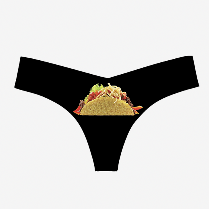 Commando Taco Print Photo-Op Thong CT18-Panties-Commando-Taco-Small/Medium-Anna Bella Fine Lingerie, Reveal Your Most Gorgeous Self!