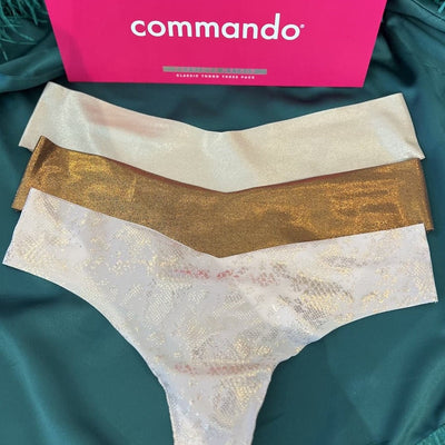 Commando Three pack Classic Thong Multi Color GP156-Panties-Commando-Precious Metals-Small/Medium-Anna Bella Fine Lingerie, Reveal Your Most Gorgeous Self!