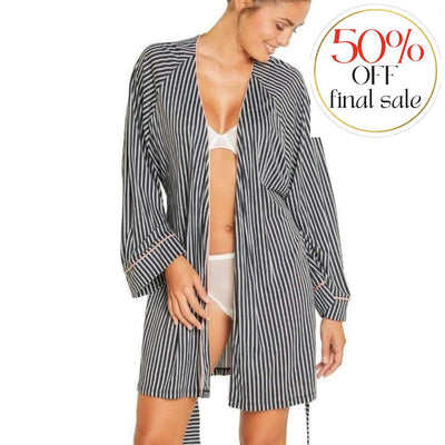 Cosabella Bella Amore Printed Robe AMORP8093-Anna Bella Fine Lingerie-Black Stripe/Soft Sunset-Small-