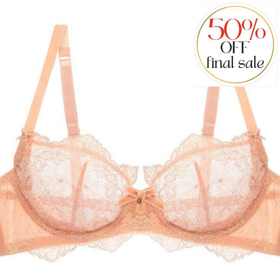 Dita Von Teese Lurex Lace UW Bra in Vintage Pink D59015-Anna Bella Fine Lingerie-Vintage Peach-34-B