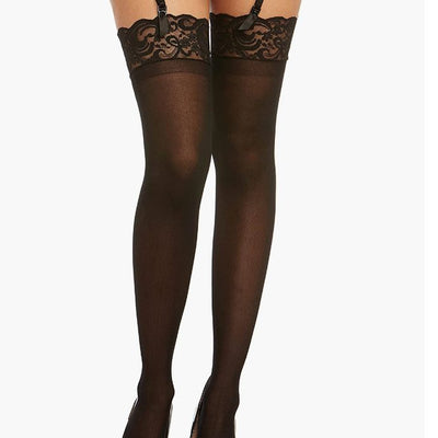 Dreamgirl Lace Top Sheer Thigh High in Black 0002-Hosiery-Dreamgirl-Black-One Size Fits Most-Anna Bella Fine Lingerie, Reveal Your Most Gorgeous Self!