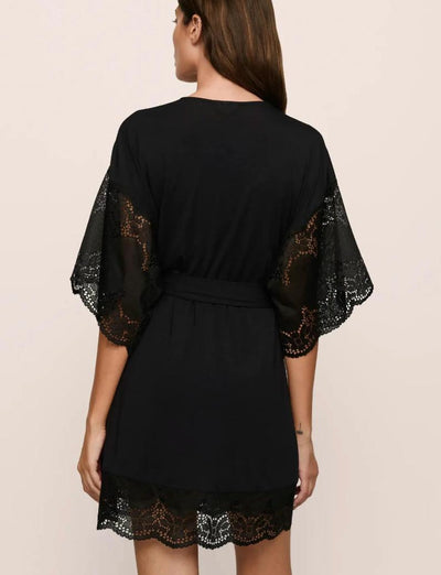 Eberjey Beatrix Robe R1882 in Black-Robes-Eberjey-Black-Medium-Anna Bella Fine Lingerie, Reveal Your Most Gorgeous Self!