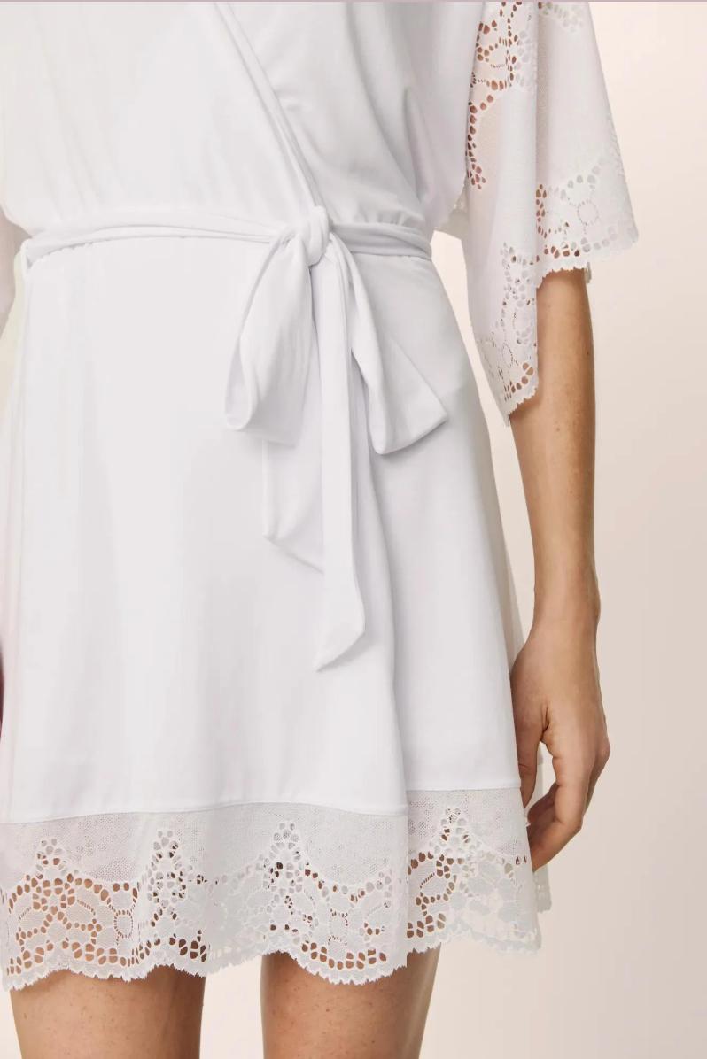 Eberjey Beatrix Robe R1882 in White-Anna Bella Fine Lingerie-White-Small-