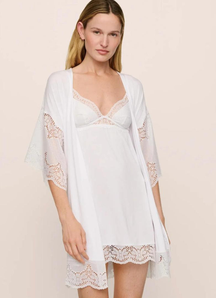 Eberjey Beatrix Robe R1882 in White-Anna Bella Fine Lingerie-White-Small-