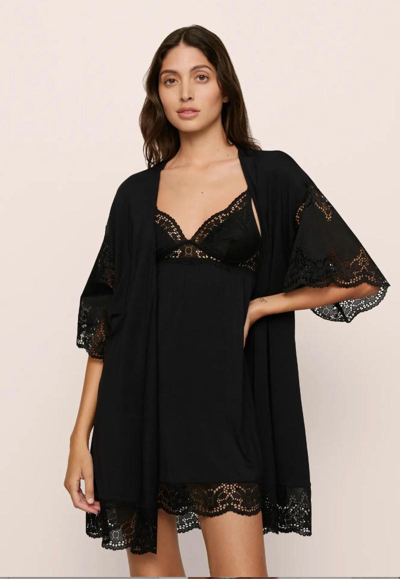 Eberjey Beatrix Slip S1882 in Black-Loungewear-Eberjey-Black-Small-Anna Bella Fine Lingerie, Reveal Your Most Gorgeous Self!
