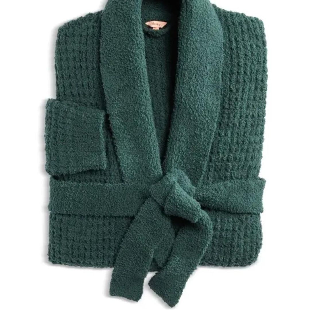 Eberjey Boucle Waffle Robe in Pine R2032-Robes-Eberjey-Pine-Small-Anna Bella Fine Lingerie, Reveal Your Most Gorgeous Self!