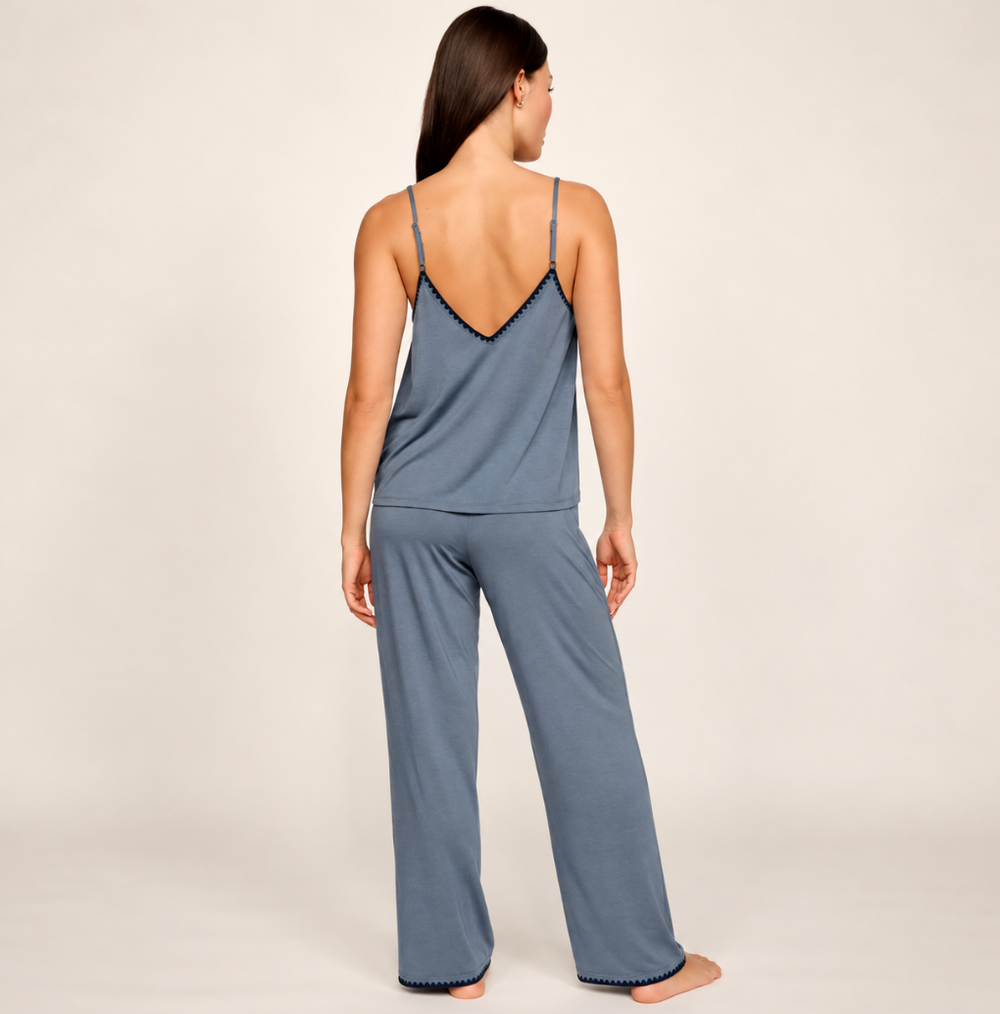 Eberjey Frida Cami Pant PJ Set C2018Z in Moonlight Blue / Navy-Sleepwear-Eberjey-Moonlight Blue/Navy-XSmall-Anna Bella Fine Lingerie, Reveal Your Most Gorgeous Self!