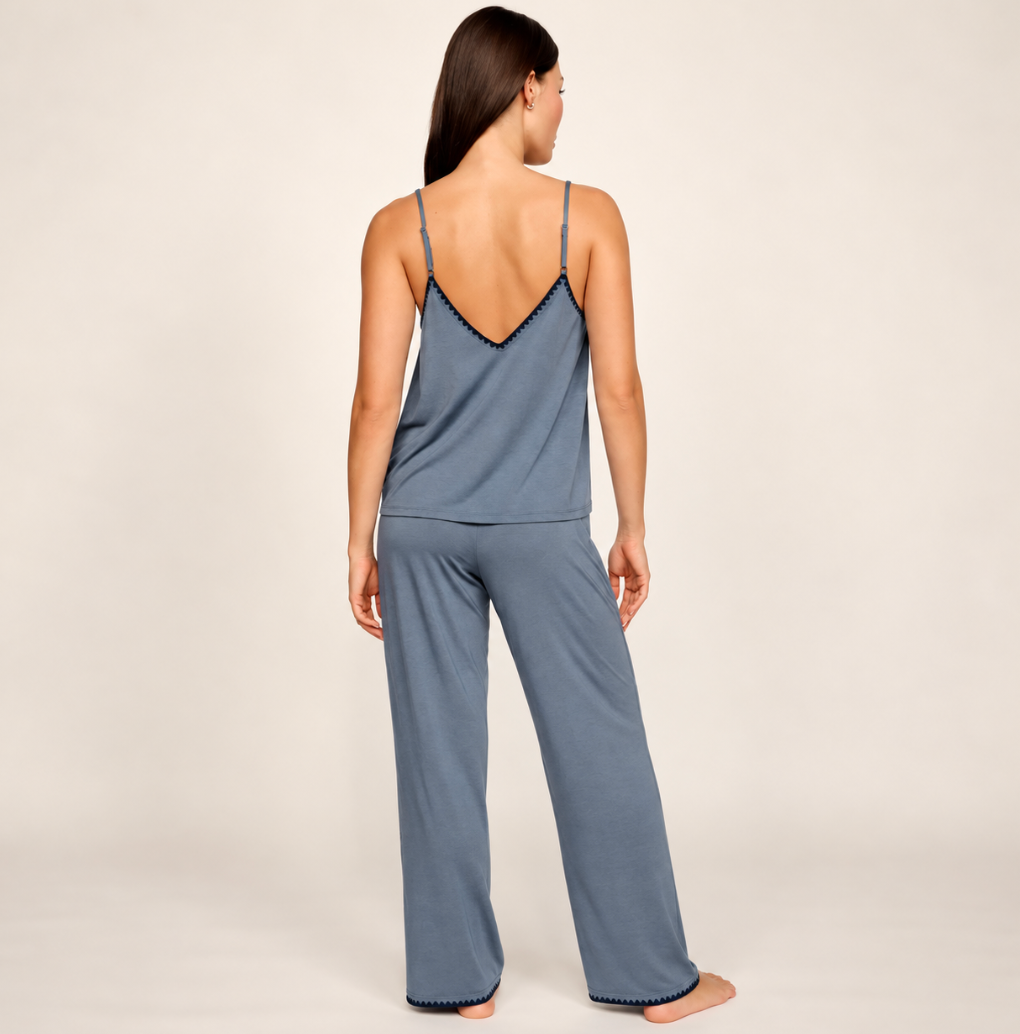Eberjey Frida Cami Pant PJ Set C2018Z in Moonlight Blue / Navy-Sleepwear-Eberjey-Moonlight Blue/Navy-XSmall-Anna Bella Fine Lingerie, Reveal Your Most Gorgeous Self!