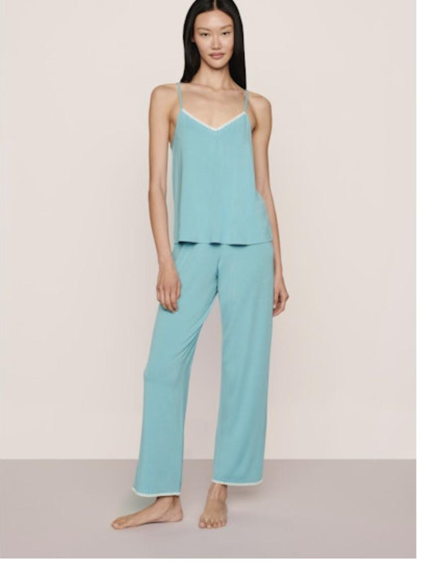Eberjey Frida Cami / Pant PJ Set in Blue Lagoon AC2018Z-Sleepwear-Eberjey-Blue Lagoon-XSmall-Anna Bella Fine Lingerie, Reveal Your Most Gorgeous Self!