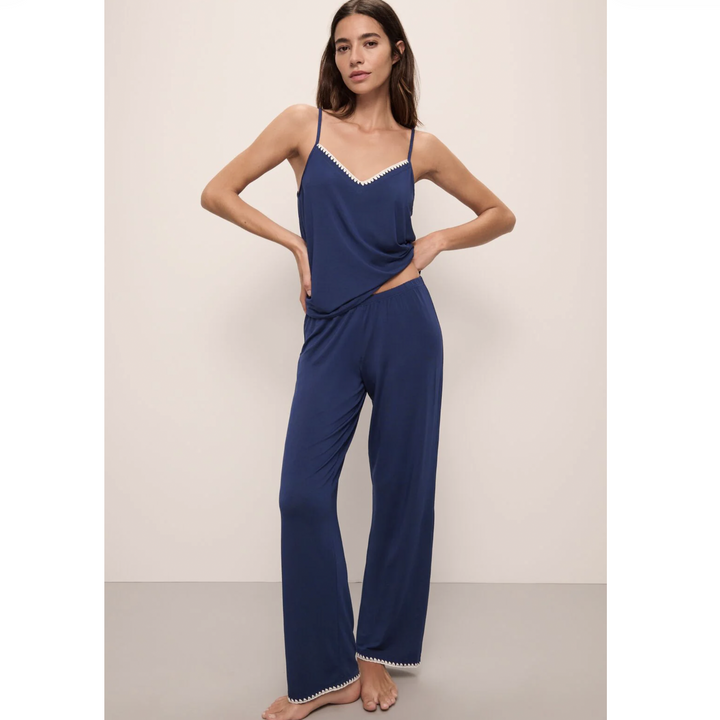 Eberjey Frida Cami / Pant PJ Set in Navy AC2018Z-Sleepwear-Eberjey-Navy-Small-Anna Bella Fine Lingerie, Reveal Your Most Gorgeous Self!