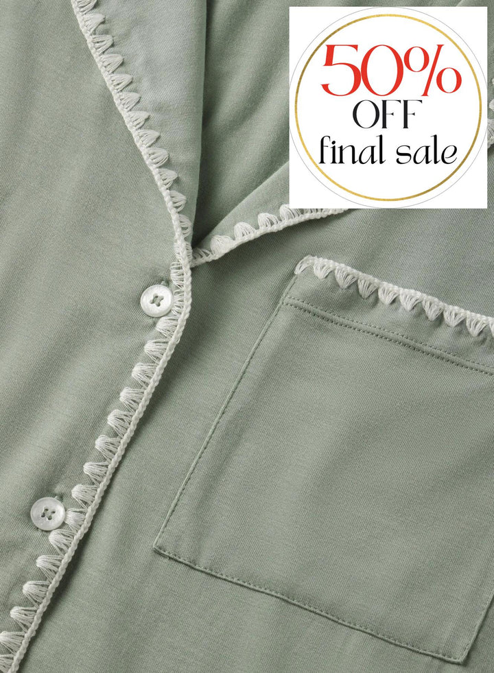 Eberjey Frida Cami Short PJ Set in Eucalyptus/Ivory CU2018-Loungewear-Eberjey-Agave/Ivory-XSmall-Anna Bella Fine Lingerie, Reveal Your Most Gorgeous Self!