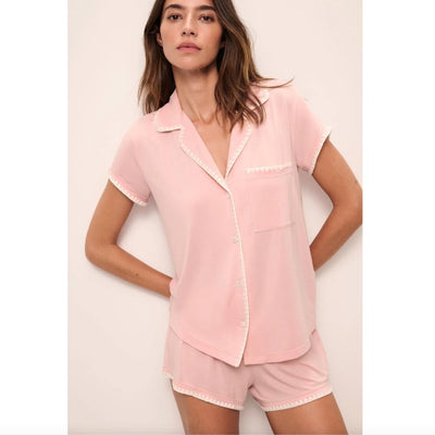 Eberjey Frida Shortie PJ Set PJ2018S in Silver Pink/Ivory-Anna Bella Fine Lingerie-Silver Pink/Ivory-XSmall-