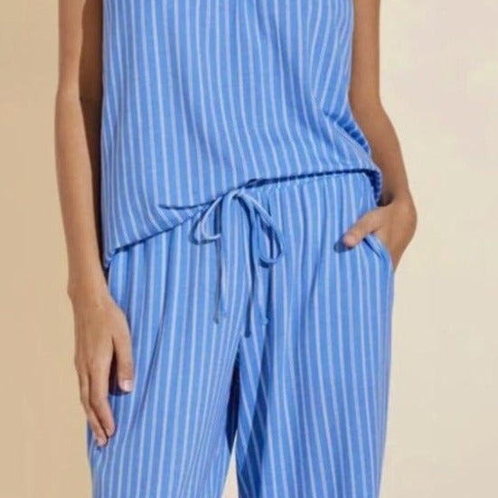 Eberjey Gisele Cami/Short PJ Set CU1141NS in Blue Stripe-Loungewear-Eberjey-Blue Stripe-XSmall-Anna Bella Fine Lingerie, Reveal Your Most Gorgeous Self!