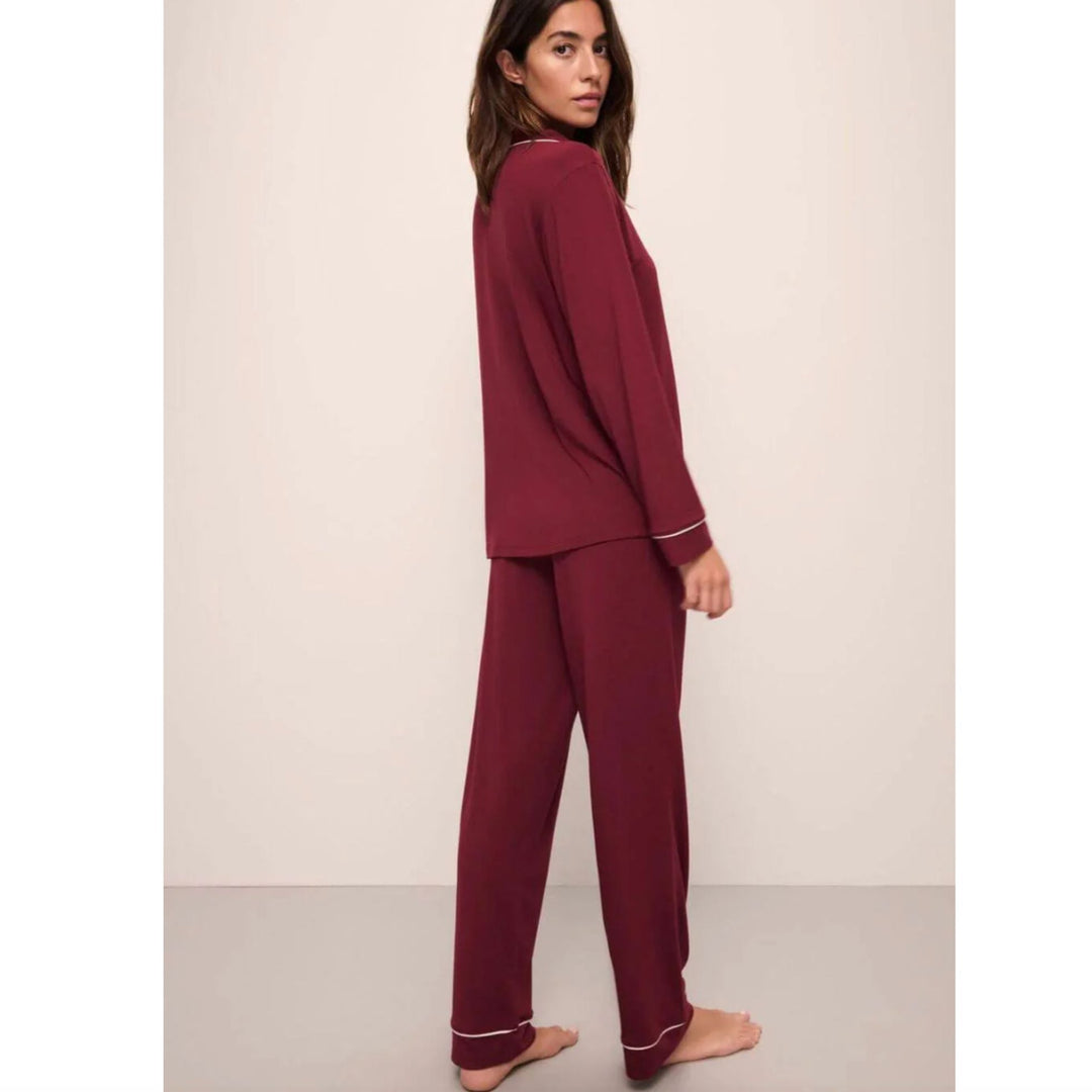 Eberjey Gisele Long PJ Set PJ018 in Cabernet/Ivory-Anna Bella Fine Lingerie-Cabernet/Ivory-Small-