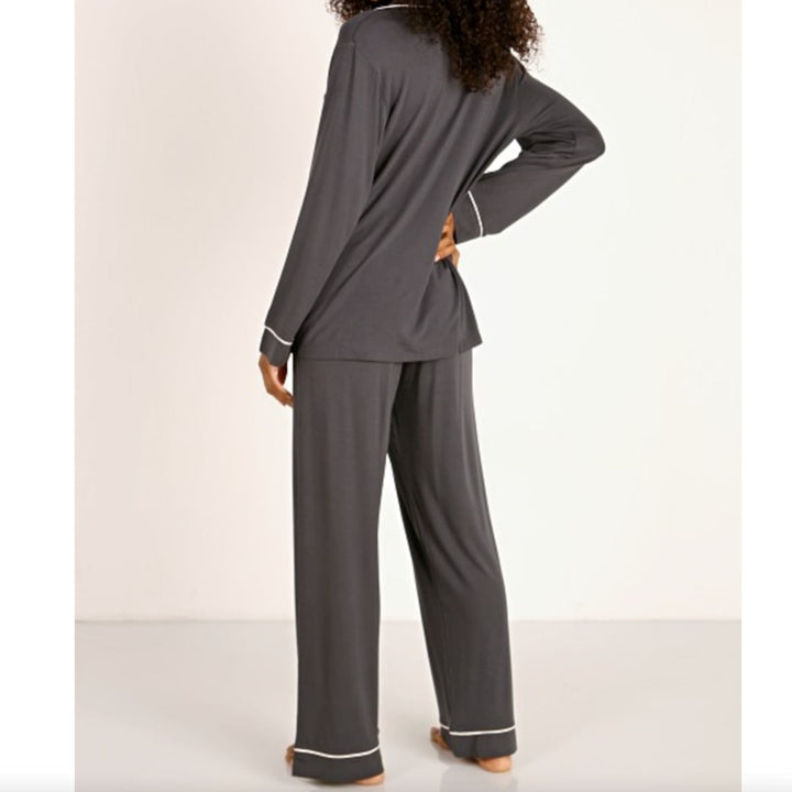 Eberjey Gisele Long PJ Set PJ018 in Graphite/Sorbet Pink-Loungewear-Eberjey-Graphite / Sorbet Pink-XSmall-Anna Bella Fine Lingerie, Reveal Your Most Gorgeous Self!