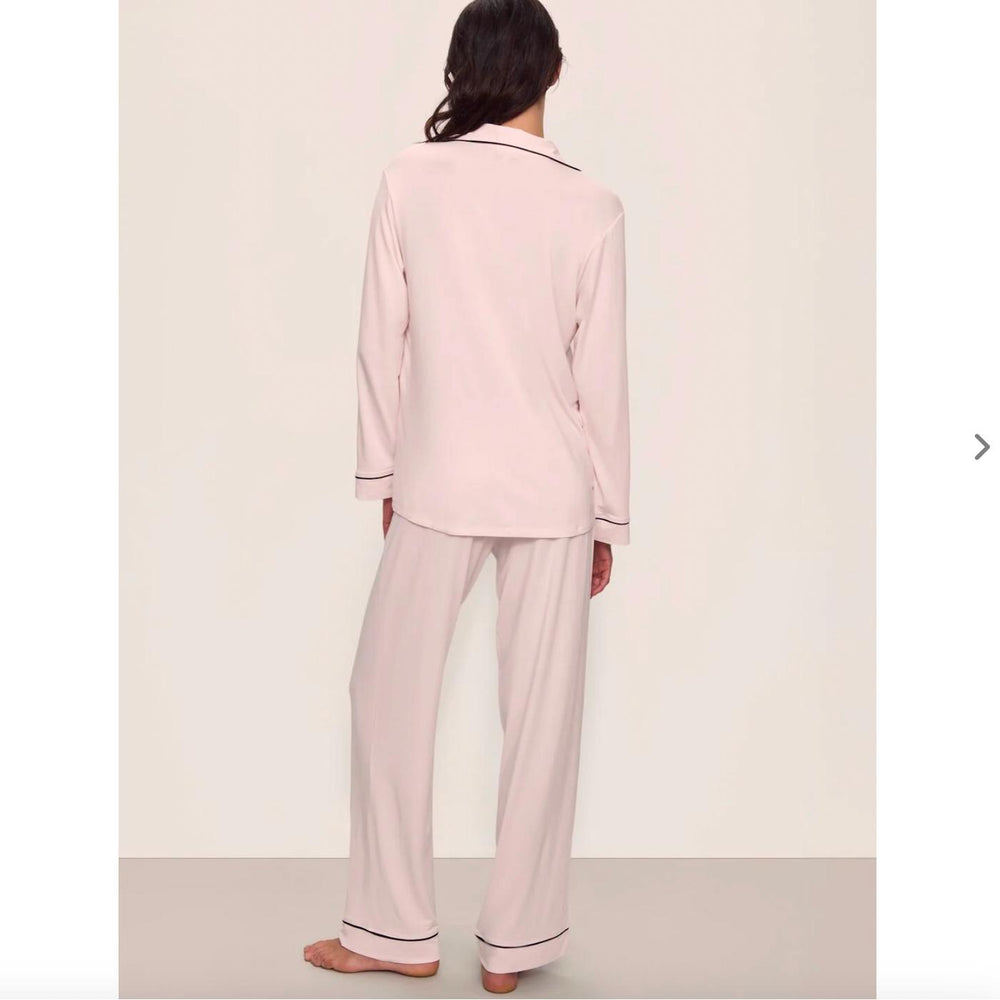Eberjey Gisele Long PJ Set PJ018 in Sorbet Pink/Black-Loungewear-Eberjey-Sorbet Pink/Black-XSmall-Anna Bella Fine Lingerie, Reveal Your Most Gorgeous Self!