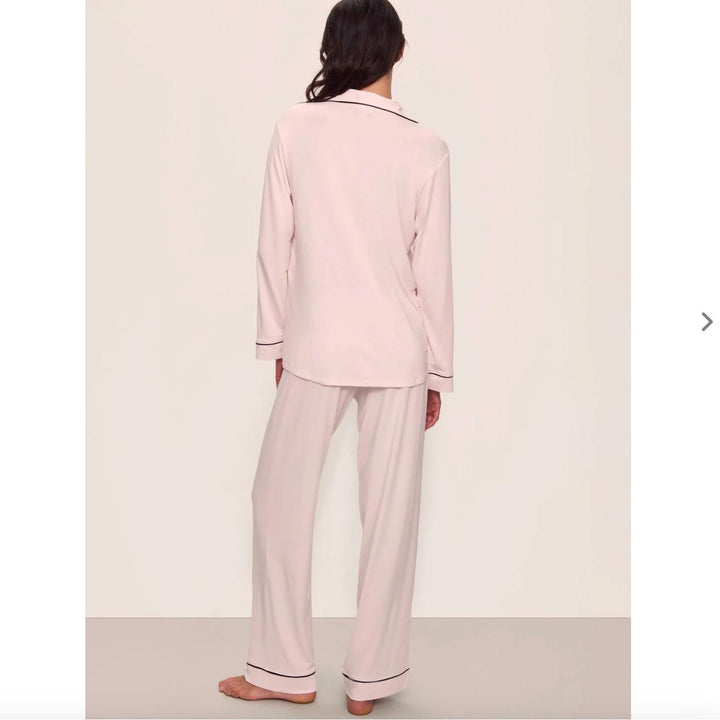 Eberjey Gisele Long PJ Set PJ018 in Sorbet Pink/Black-Anna Bella Fine Lingerie-Sorbet Pink/Black-XSmall-