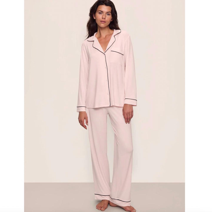 Eberjey Gisele Long PJ Set PJ018 in Sorbet Pink/Black-Anna Bella Fine Lingerie-Sorbet Pink/Black-XSmall-