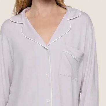 Eberjey Gisele Long PJ Set PJ018 in Thistle/Ivory-Anna Bella Fine Lingerie-Thistle/Ivory-XSmall-