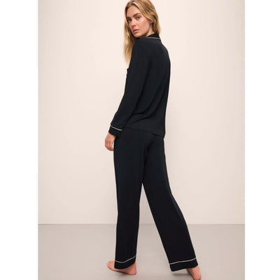Eberjey Gisele Long PJ Set PJ1018 in Black-Loungewear-Eberjey-Black / Pink Sorbet-Medium-Anna Bella Fine Lingerie, Reveal Your Most Gorgeous Self!