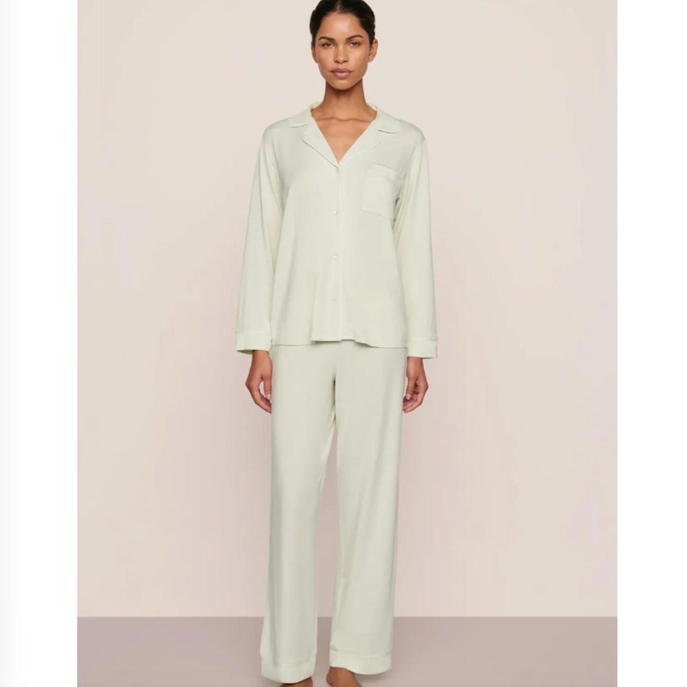 Eberjey Gisele Long PJ Set PJ1018 in Seafoam / Ivory-Anna Bella Fine Lingerie-Seafoam / Ivory-XSmall-