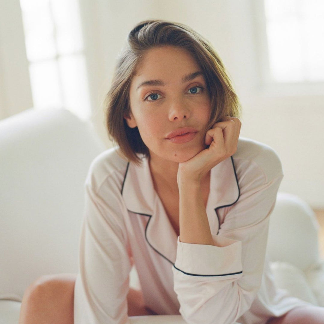 Eberjey Gisele Long/Short PJ Set in Sorbet/BlackPJ1018TLUS-Anna Bella Fine Lingerie-Sorbet/Black-XSmall-