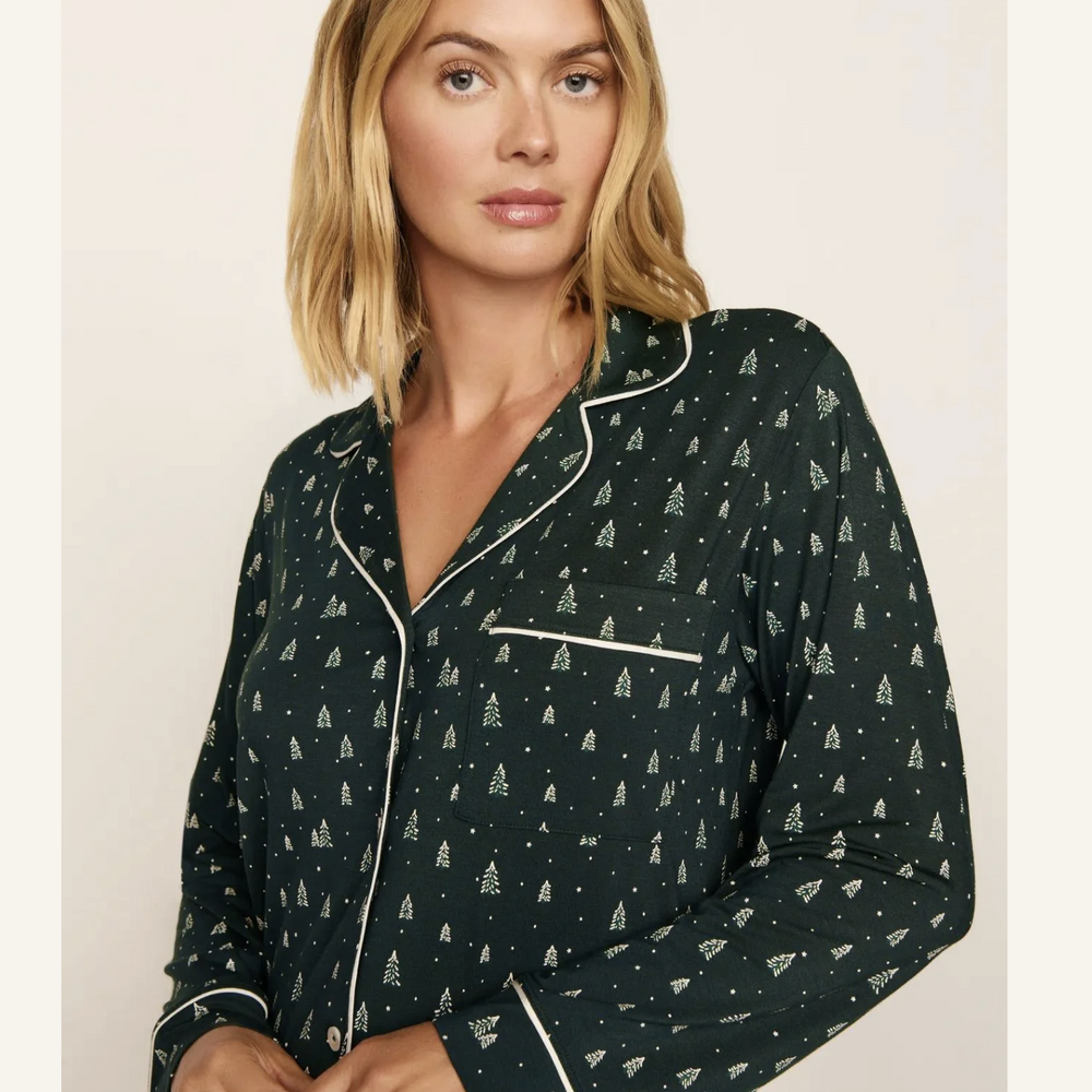 Eberjey Gisele PJ Set in Winter Pine PJ1141-Sleepwear-Eberjey-Winter Pine-XSmall-Anna Bella Fine Lingerie, Reveal Your Most Gorgeous Self!