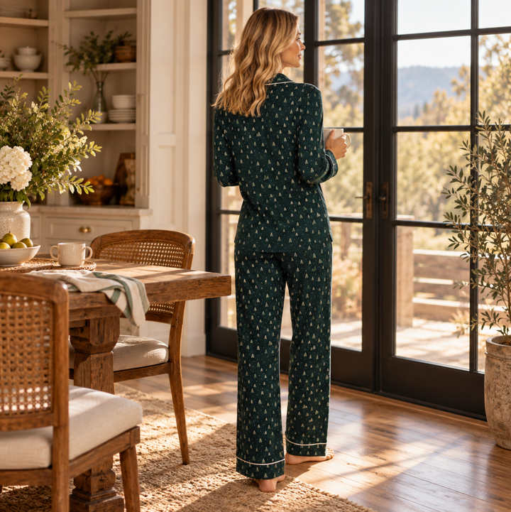 Eberjey Gisele PJ Set in Winter Pine PJ1141-Sleepwear-Eberjey-Winter Pine-XSmall-Anna Bella Fine Lingerie, Reveal Your Most Gorgeous Self!