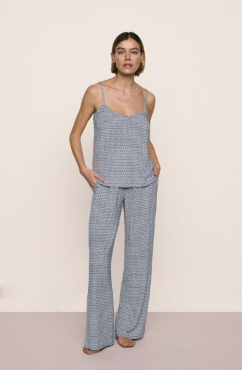 Eberjey Gisele Printed Cami/Pant set in Seashell Navy C1141Z-Sleepwear-Eberjey-Seashell Navy-XSmall-Anna Bella Fine Lingerie, Reveal Your Most Gorgeous Self!