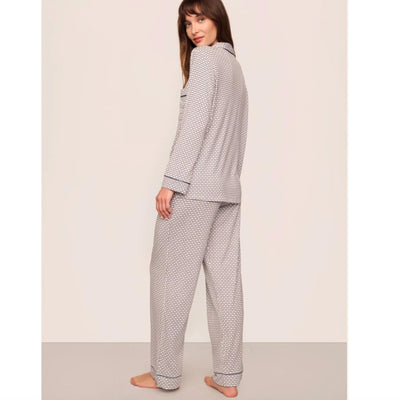 Eberjey Gisele Printed Long PJ Set PJ1141 in Gray Dawn/Navy-Loungewear-Eberjey-Gray Dawn/Navy-XSmall-Anna Bella Fine Lingerie, Reveal Your Most Gorgeous Self!