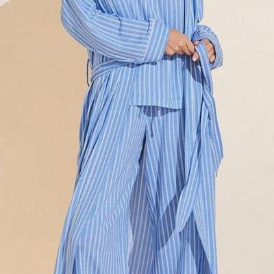 Eberjey Gisele Printed Long Robe R1141L-Robes-Eberjey-Blue Stripe-Small-Anna Bella Fine Lingerie, Reveal Your Most Gorgeous Self!