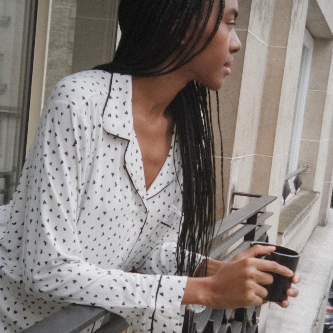 Eberjey Gisele Printed Modal Long PJ Set PJ1141 in Heart to Heart-Anna Bella Fine Lingerie-Heart to Heart-XSmall-