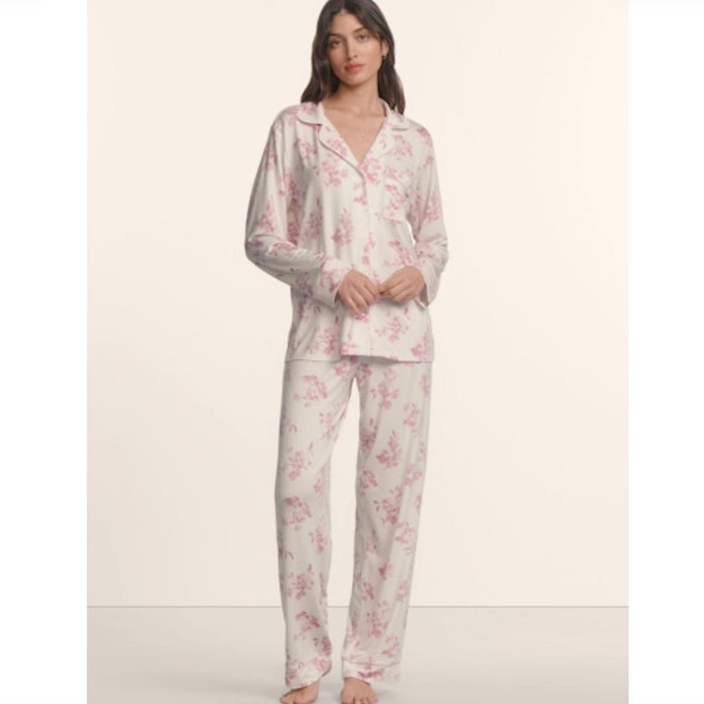 Eberjey Gisele Printed Modal Long PJ Set PJ1141 in Rose Garden Cameo-Sleepwear-Eberjey-Rose Garden Cameo-XSmall-Anna Bella Fine Lingerie, Reveal Your Most Gorgeous Self!