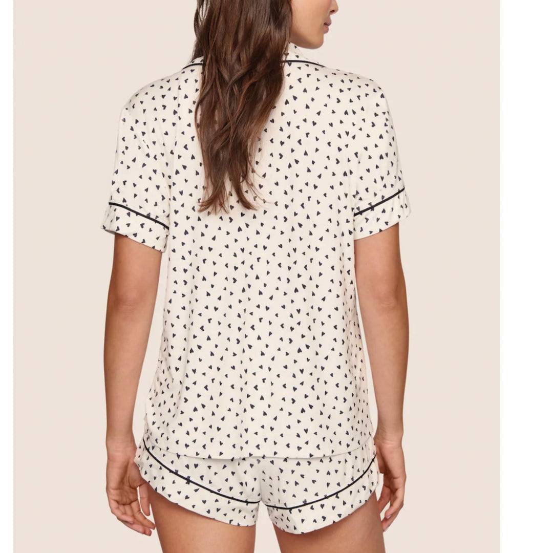 Eberjey Gisele Printed Modal Relaxed Cami &amp; Shortie Set in Heart to Heart-Sleepwear-Eberjey-Heart to Heart-XSmall-Anna Bella Fine Lingerie, Reveal Your Most Gorgeous Self!