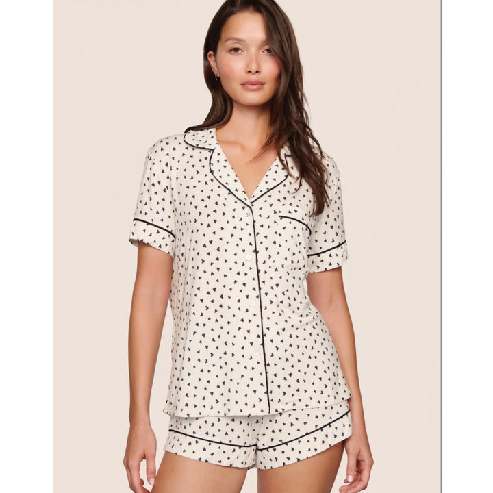 Eberjey Gisele Printed Modal Relaxed Cami &amp; Shortie Set in Heart to Heart-Sleepwear-Eberjey-Heart to Heart-XSmall-Anna Bella Fine Lingerie, Reveal Your Most Gorgeous Self!