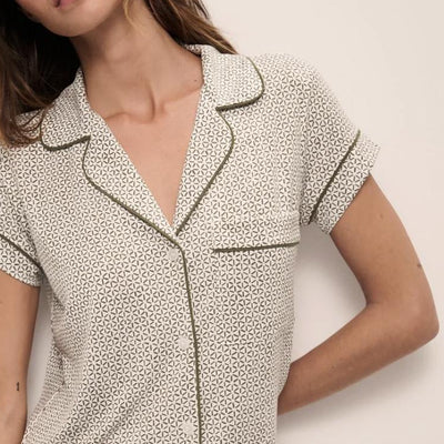 Eberjey Gisele Short PJ Set PJ1141-Loungewear-Eberjey-Ella Spark/Moss-Small-Anna Bella Fine Lingerie, Reveal Your Most Gorgeous Self!