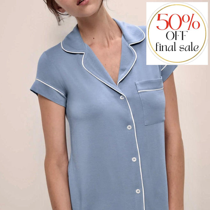 Eberjey Gisele TENCEL™ Modal Short Sleeve Cropped PJ Set-Loungewear-Eberjey-Faded Denim-Small-Anna Bella Fine Lingerie, Reveal Your Most Gorgeous Self!