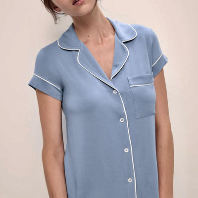 Eberjey Gisele TENCEL™ Modal Short Sleeve Cropped PJ Set-Loungewear-Eberjey-Faded Denim-Small-Anna Bella Fine Lingerie, Reveal Your Most Gorgeous Self!