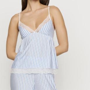 Eberjey Isla Cami Pant Set C5230ZS in Regatta Stripe-Sleepwear-Eberjey-Summer Blue and White Regatta Stripe-XSmall-Anna Bella Fine Lingerie, Reveal Your Most Gorgeous Self!