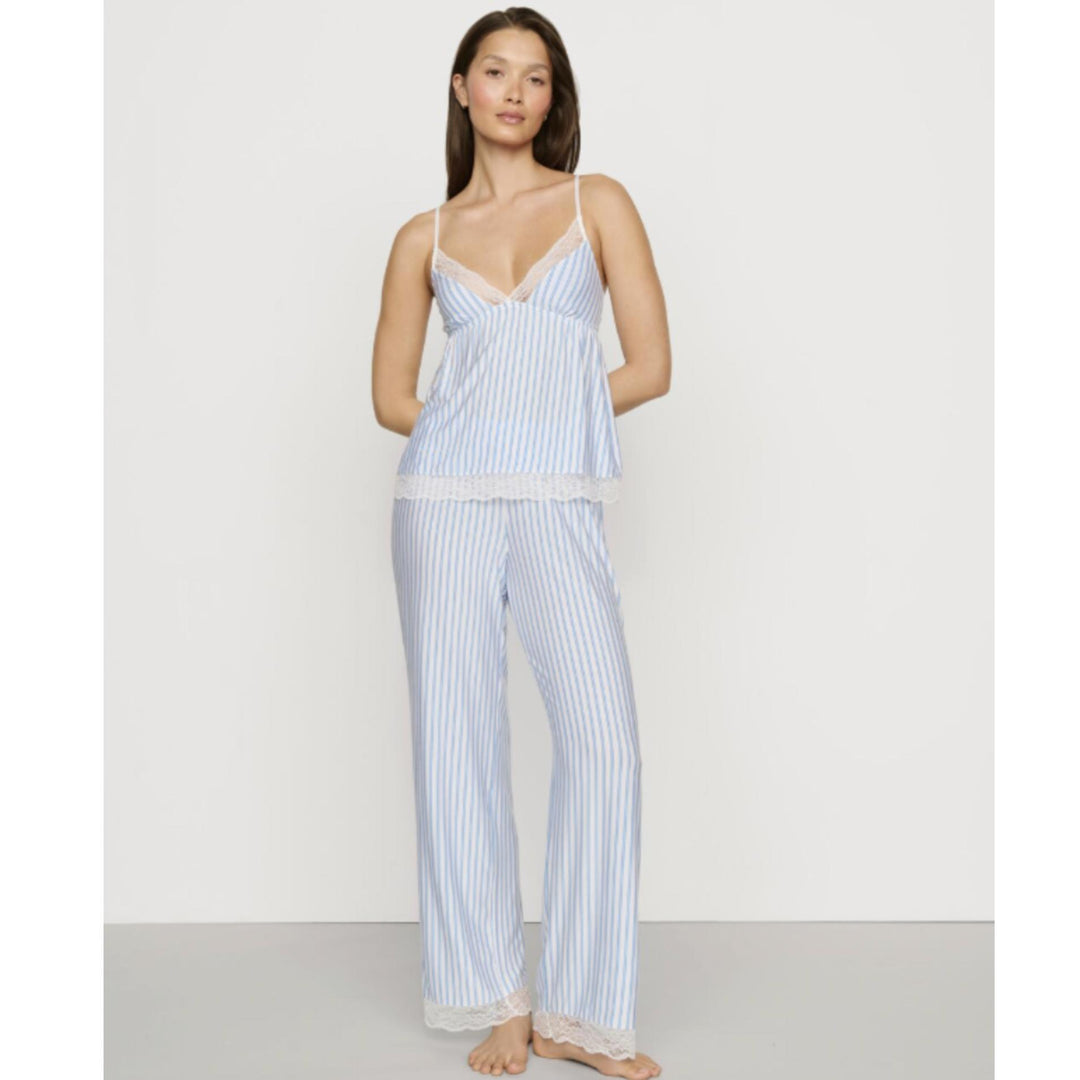 Eberjey Isla Cami Pant Set C5230ZS in Regatta Stripe-Sleepwear-Eberjey-Summer Blue and White Regatta Stripe-XSmall-Anna Bella Fine Lingerie, Reveal Your Most Gorgeous Self!
