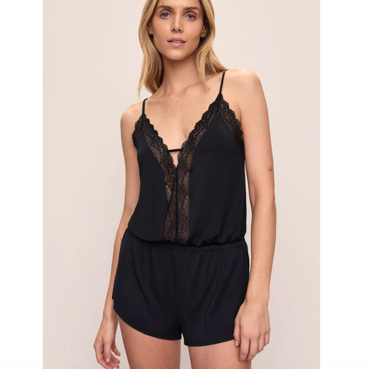 Eberjey Lara Romper D4030 in Black-Loungewear-Eberjey-Black-XSmall-Anna Bella Fine Lingerie, Reveal Your Most Gorgeous Self!